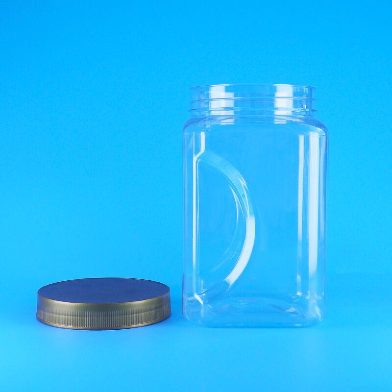 PET vierkante vorm helder Bruine Deksel plastic Voedselkwaliteit koekjes Badam Gedroogd fruit Pot