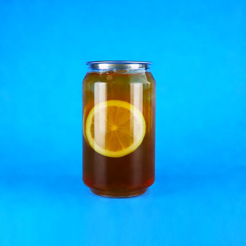 330 ml Makkelijk open deksel Transparante voedselkwaliteit PET plastic blik voor popcorn