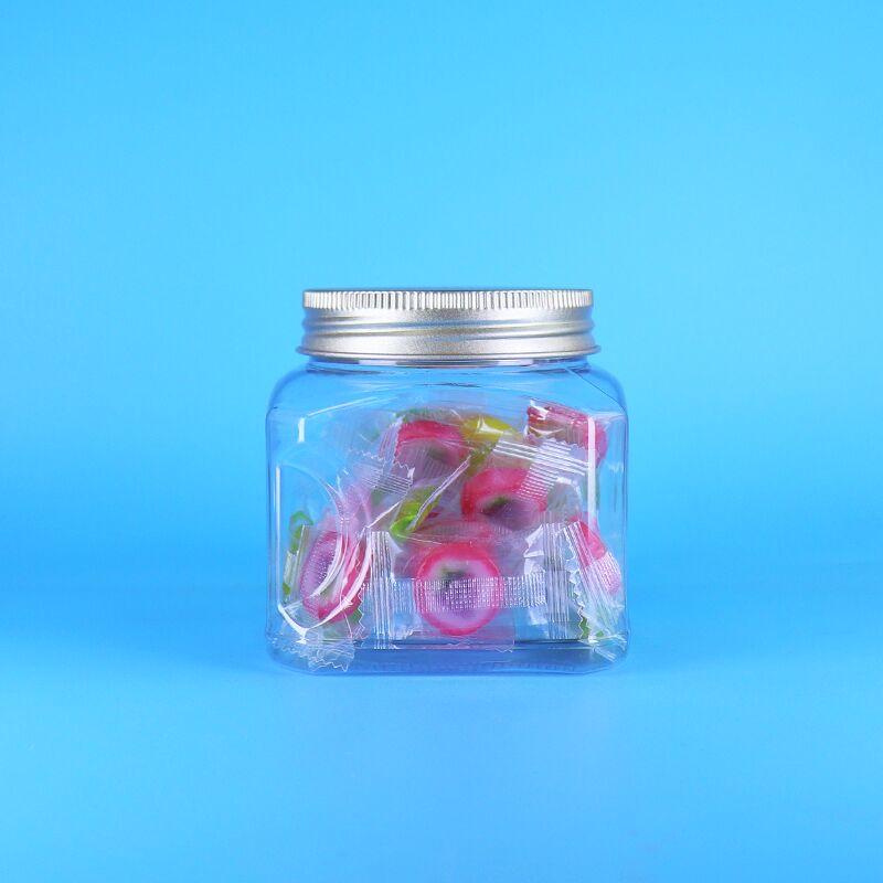 Voedingsmiddelenkwaliteit Plastic Clear PET Square Jar Screw Lid Ideaal voor het opslaan van specerijen Drooggoed
