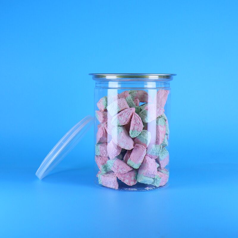 Great Quanlity Transparent PET Food Storage Sweets Cookies Jellies Cans With PE Lids