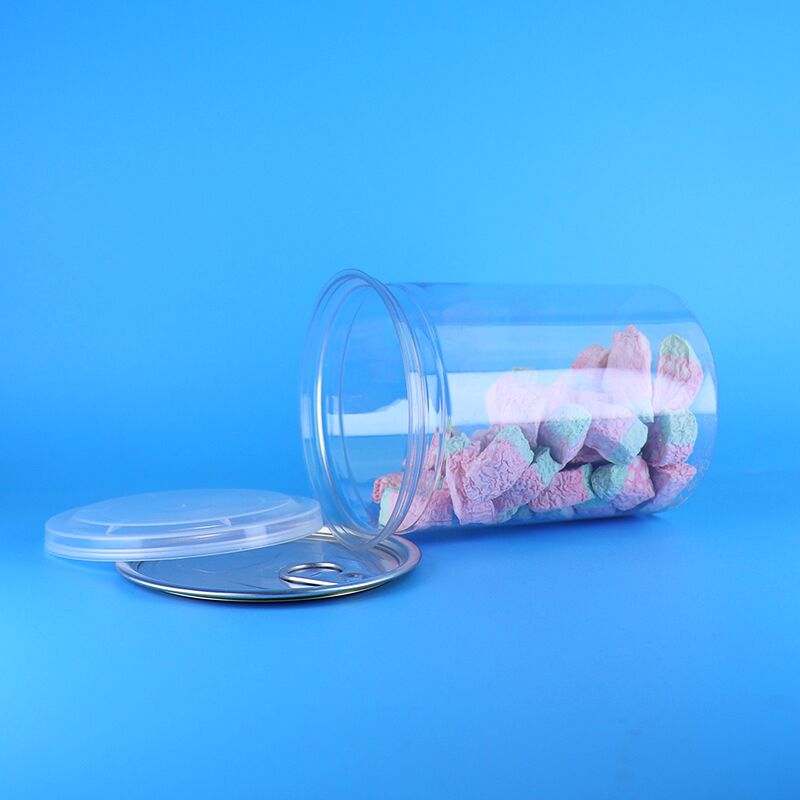 Great Quanlity Transparent PET Food Storage Sweets Cookies Jellies Cans With PE Lids