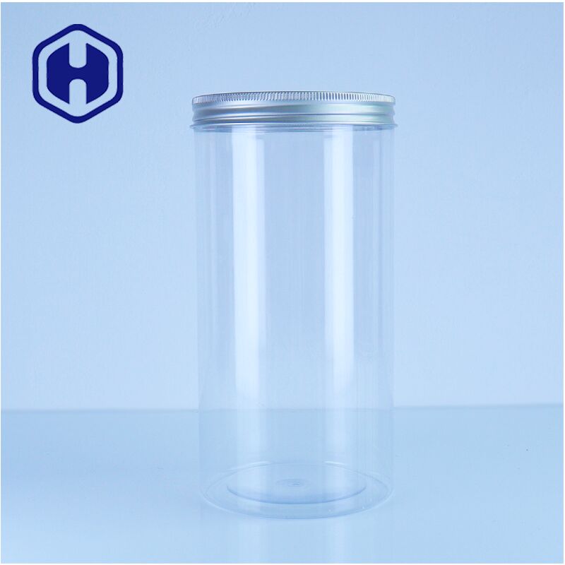 Premium helder plastic pot Aluminium deksel Voor het opslaan van koekjes Noten snoep Food Grade Makkelijk gieten