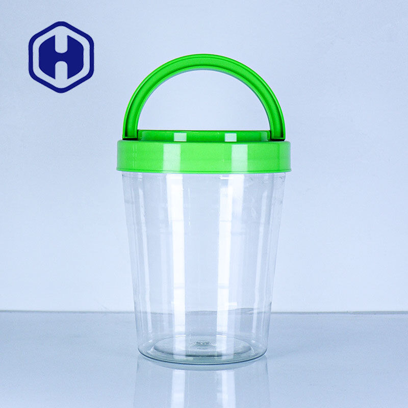 Plastic Transparent Wide Mouth Jar Handle Lid FSSC22000 EU getest Ronde Snack Jar Manufacturer