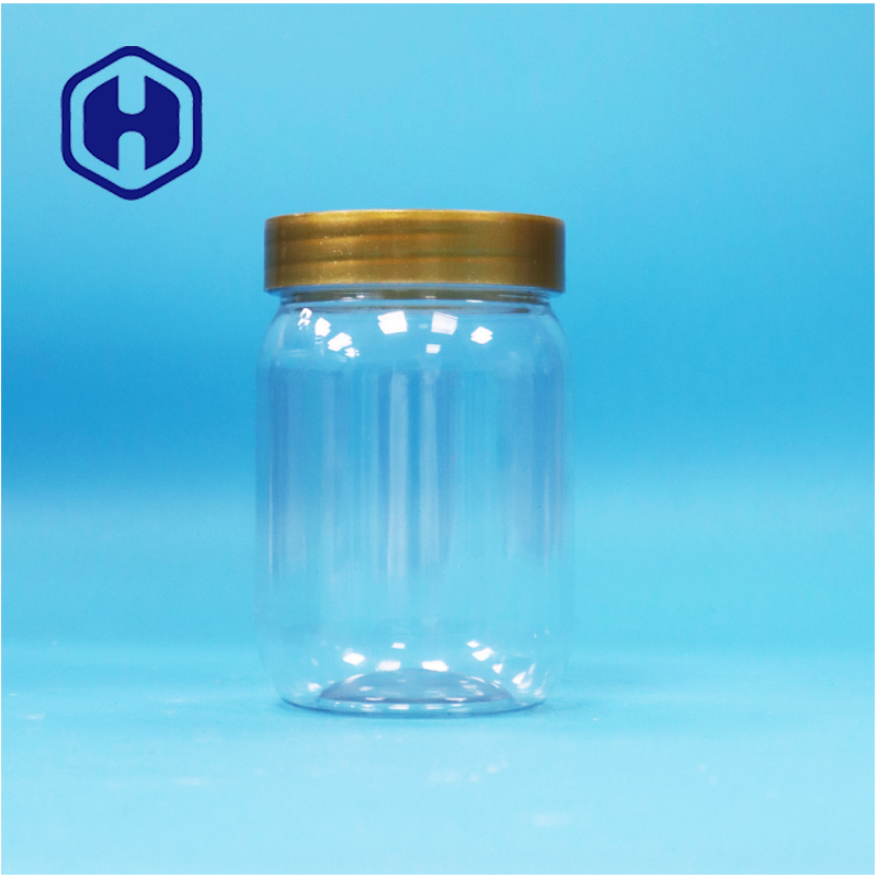 Huisdiervoeding Kwaliteit Transparante Ronde Cilinder Lolly Honing Koekje Plastic Pot Schroef Bruine Deksel