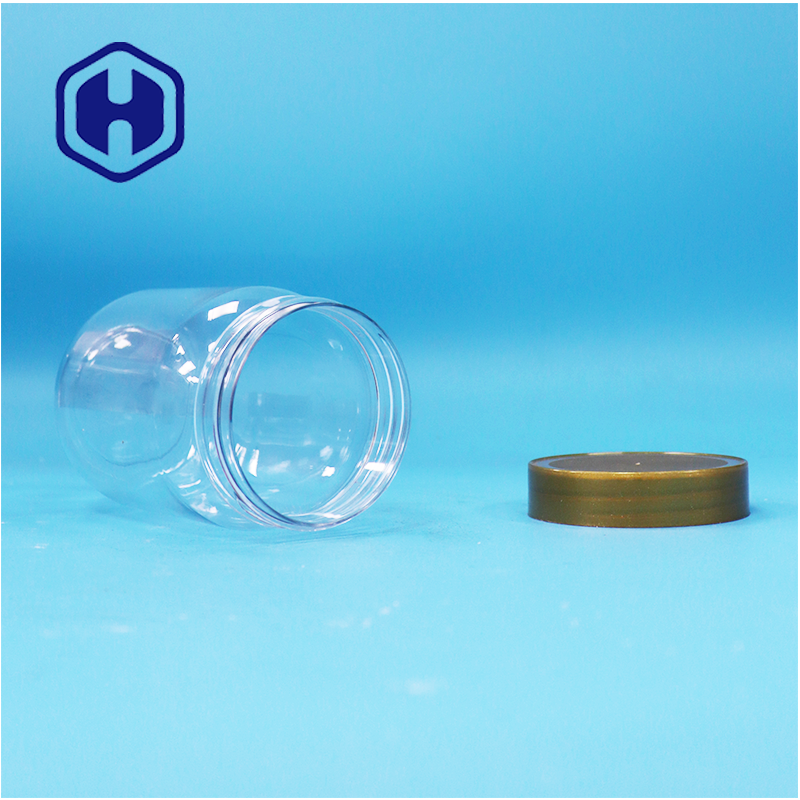 Huisdiervoeding Kwaliteit Transparante Ronde Cilinder Lolly Honing Koekje Plastic Pot Schroef Bruine Deksel
