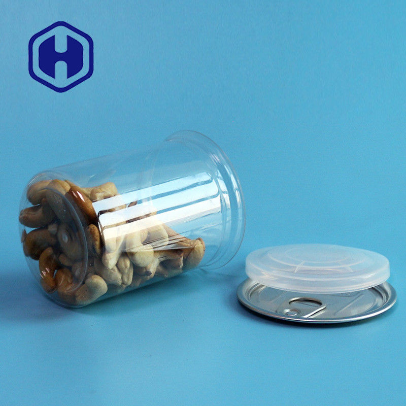 Doorzichtige PET-plastic blikken met trekring 300 ml Cashew amandelen Pinda's Gemengde noten Verpakking