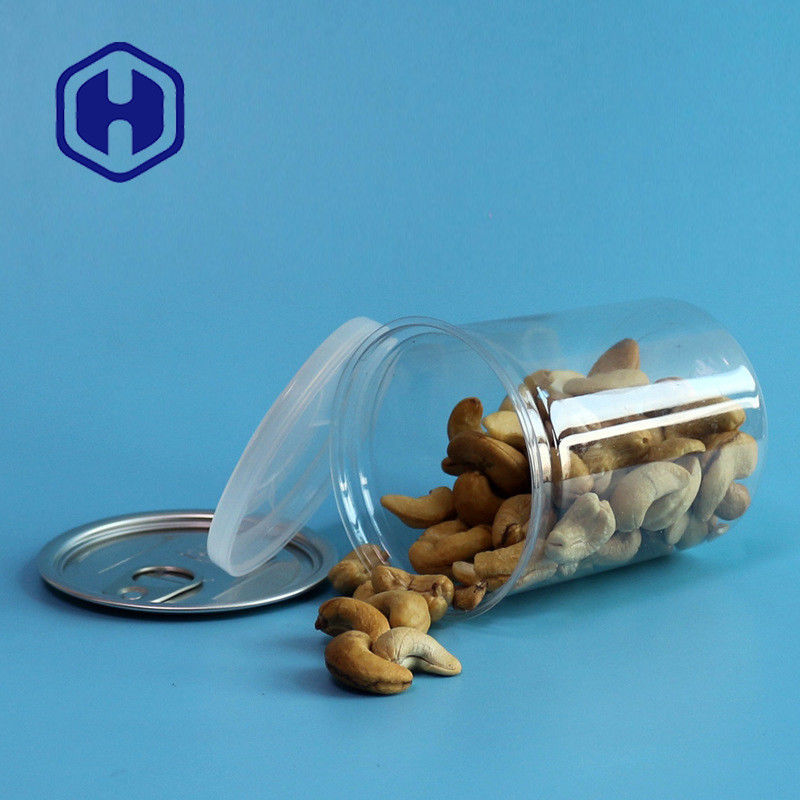Doorzichtige PET-plastic blikken met trekring 300 ml Cashew amandelen Pinda's Gemengde noten Verpakking