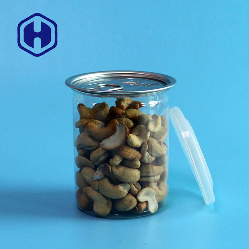 Doorzichtige PET-plastic blikken met trekring 300 ml Cashew amandelen Pinda's Gemengde noten Verpakking