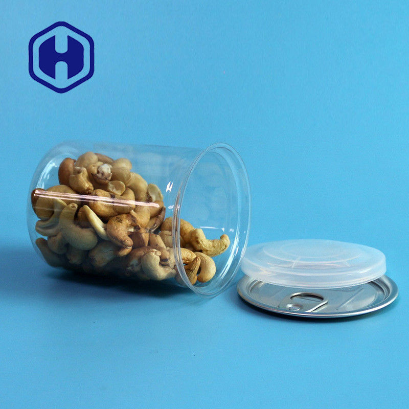 Doorzichtige PET-plastic blikken met trekring 300 ml Cashew amandelen Pinda's Gemengde noten Verpakking
