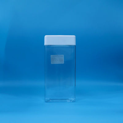 Makkelijk Open Transparent Food PET vierkant Plastic Candy cookies Jar Wit Plastic Lid