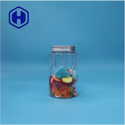 Doorzichtige ronde kunststof PET Mint Bonbons Suiker Voedingsmiddelen Jar Aluminium Top Deksel