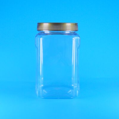 PET vierkante vorm helder Bruine Deksel plastic Voedselkwaliteit koekjes Badam Gedroogd fruit Pot