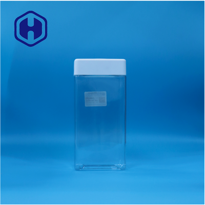 Makkelijk Open Transparent Food PET vierkant Plastic Candy cookies Jar Wit Plastic Lid